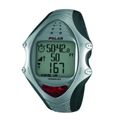 Polar RS800 sporthorloge en hartslagmeter, zilver, voorkant met display