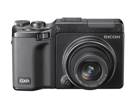 Ricoh GXR systeemcamera met Lens S10 24-72mm F2.5-4.4 VC, zwart, voorkant, tweedehands