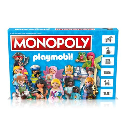 Winning Moves Monopoly Playmobil Duitse editie, doos voorkant met Playmobil-figuren