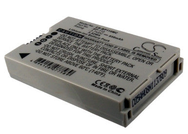Accu voor Canon BP-110, grijze accu schuin met etiket CS-BP110MC