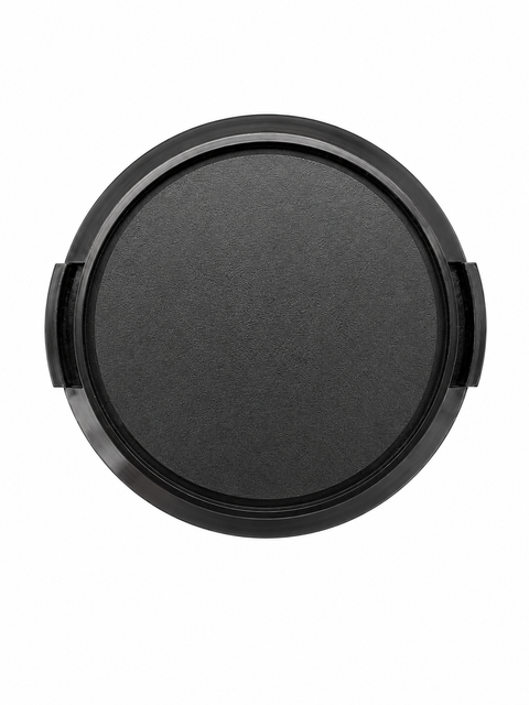 Lensdop 55mm, effen zwart zonder logo, met klemmen aan de zijkant, voorkant