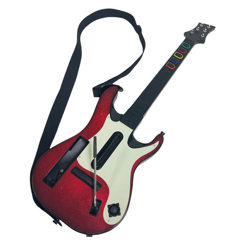 Activision Guitar Hero 5 Band Hero gitaarcontroller voor Nintendo Wii, rood met wit, voorkant, tweedehands