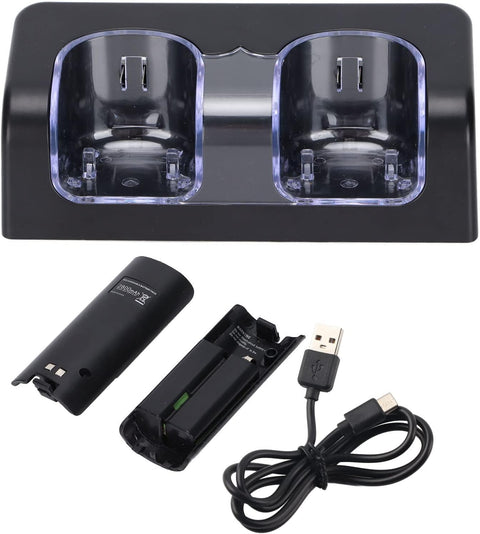 Algemeen-Oplaadstation Voor 2 Nintendo Wii Controllers Batterij Oplader - Zwart (Nieuw)