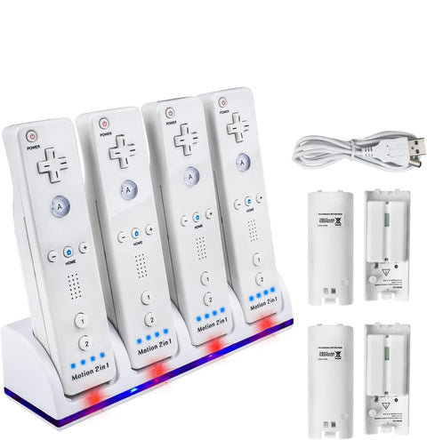 Algemeen-Oplaadstation Voor 4 Nintendo Wii Remotes - Batterij Oplader - Wit (Nieuw)