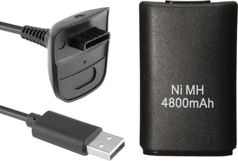 Algemeen-Play & Charge Kit voor Xbox 360 - Zwart (Nieuw)