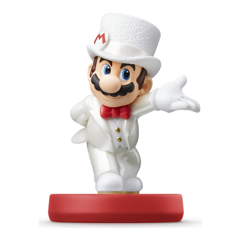 Nintendo amiibo Mario Wedding Outfit, Super Mario serie, in wit trouwpak met hoge hoed op rode voet, voorkant, tweedehands