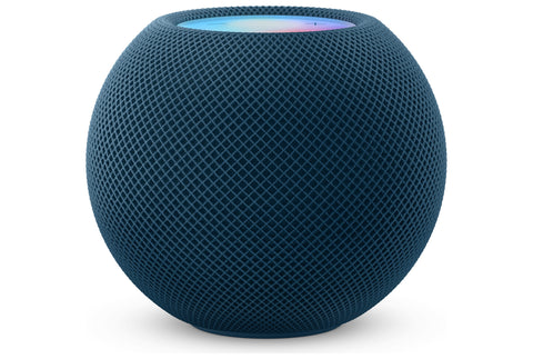 Apple HomePod mini, blauw, voorkant met oplichtend aanraakvlak, tweedehands
