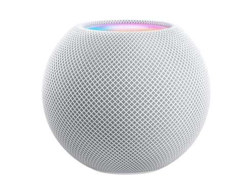 Apple HomePod mini slimme speaker, wit, voorkant met oplichtend bedieningsvlak, tweedehands