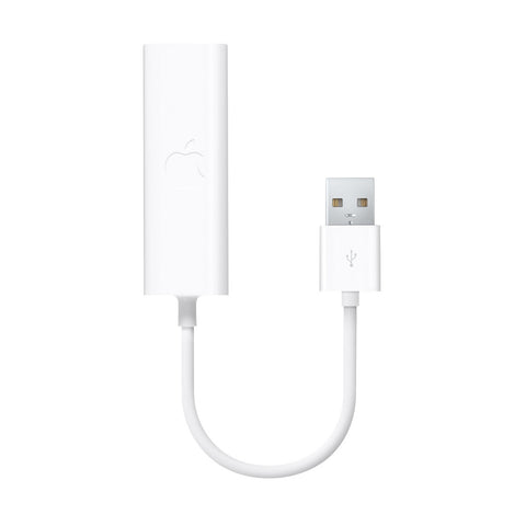 Apple USB naar Ethernet adapter A1277, wit, adapter met korte USB-kabel, vooraanzicht
