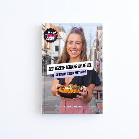 Bakje Geluk, Eet jezelf lekker in je vel, boekomslag voorkant, tweedehands