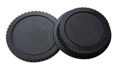 Bodydop en achterlensdop set voor Canon EF en EF-S, zwart, twee doppen naast elkaar