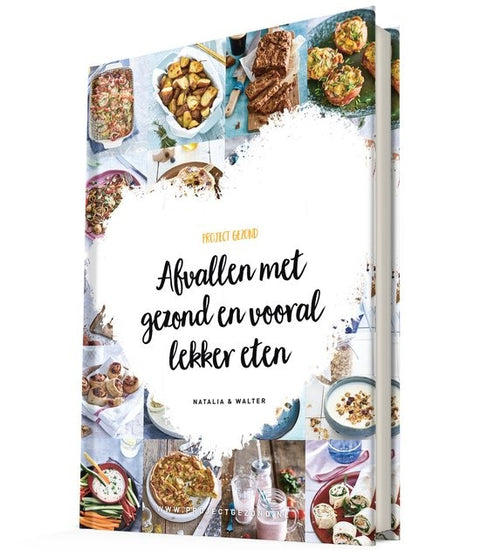Afvallen met gezond en vooral lekker eten, boekomslag voorkant, tweedehands