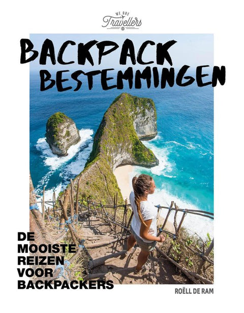 Backpack bestemmingen, Roell de Ram, We Are Travellers boekomslag voorkant met tropische kust, tweedehands
