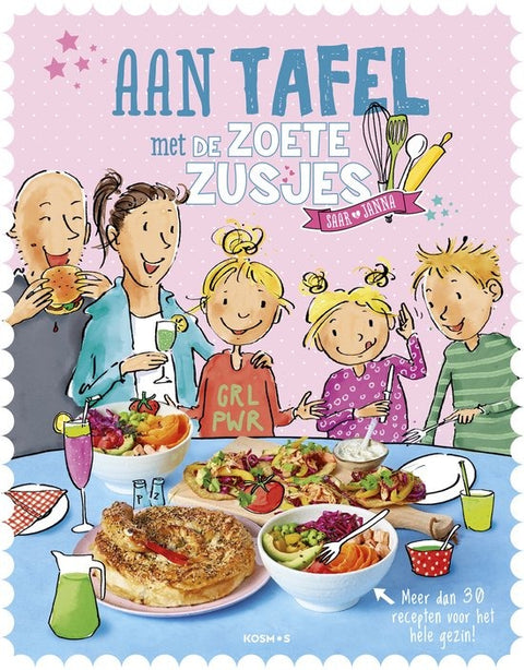 De Zoete Zusjes, Aan tafel met de Zoete Zusjes, boekomslag voorkant, tweedehands