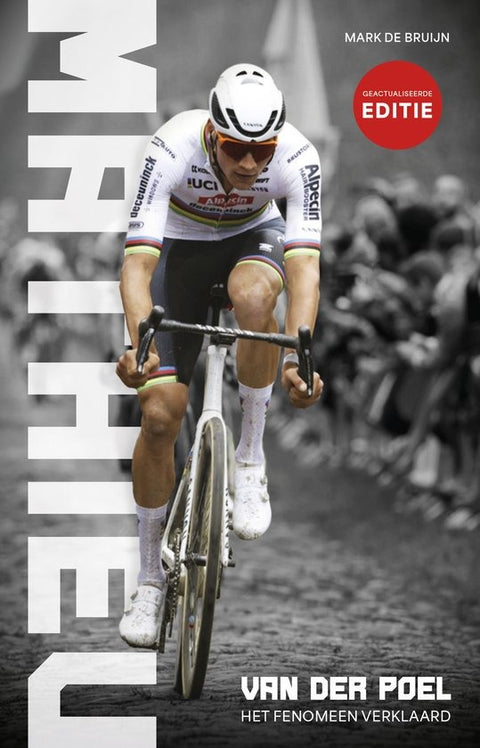 Mathieu van der Poel het fenomeen verklaard, Mark de Bruijn, boekomslag voorkant met Van der Poel op de fiets, tweedehands