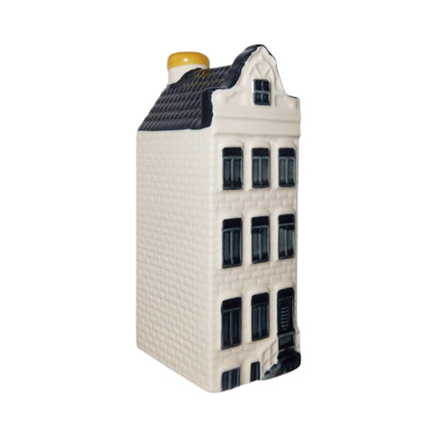 Bols KLM huisje 58, smal Delfts blauw miniatuurhuisje met vier verdiepingen, voorkant, tweedehands