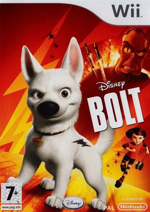 Nintendo Wii Disney Bolt, rode doos voorkant met witte hond, tweedehands