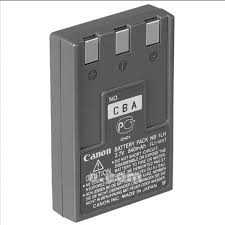 Canon NB-1LH accu, achterkant met etiket en contactpunten, tweedehands