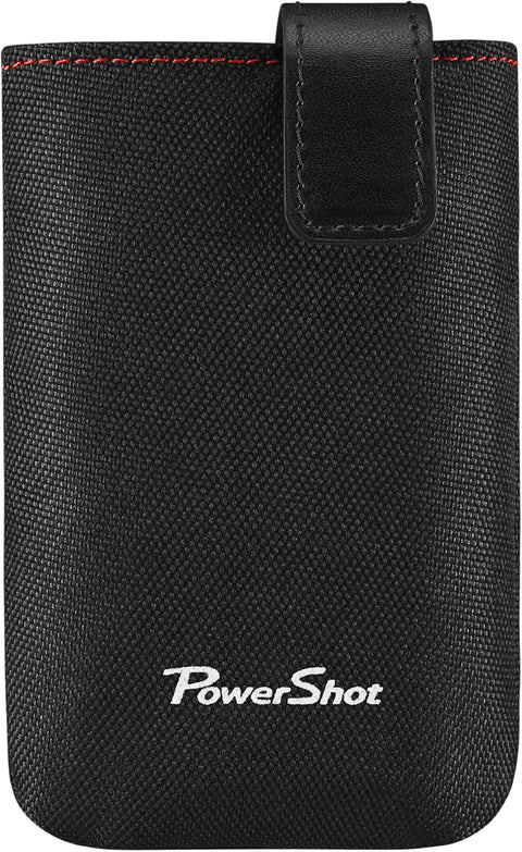 Canon PowerShot sleeve voor compactcamera, zwart met rode stiksels en lipsluiting, tweedehands