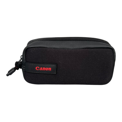 Canon case voor videocamera 14 x 7 cm, zwart, hoes met rits en rood Canon-label, voorkant, tweedehands