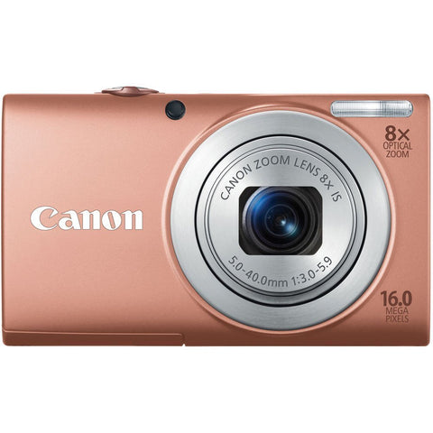 Canon PowerShot A4000 IS HD digitale compactcamera, roze, voorkant met 8x zoomlens, tweedehands