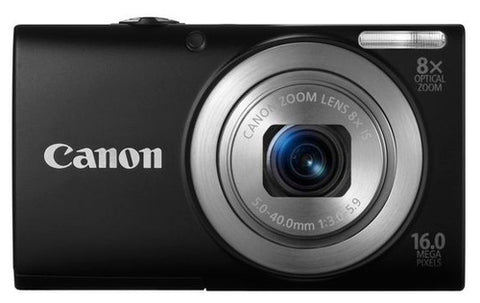 Canon PowerShot A4050 IS digitale compactcamera, zwart, voorkant met 8x-zoomlens