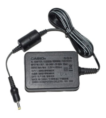 Casio AD-C52G AC-adapter, zwart, adapter met typeplaatje en kabel met ronde stekker, tweedehands
