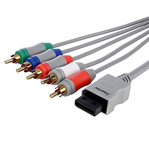 Component kabel voor Nintendo Wii, grijs, Wii AV-stekker en vijf gekleurde tulpstekkers, opschrift Insten, tweedehands