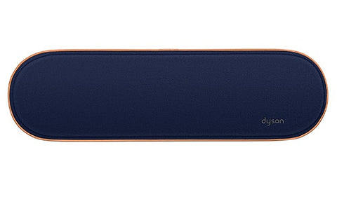 Dyson hittebestendige velvet antislipmat, donkerblauw met koperkleurige rand, van bovenaf, tweedehands