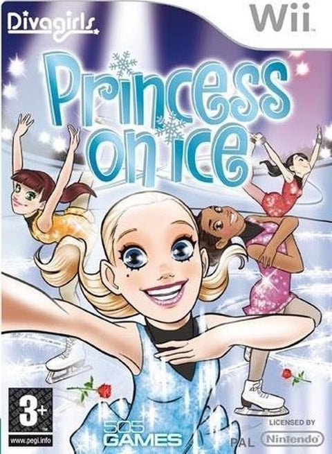 Nintendo Wii Diva Girls Princess on Ice van 505 Games, schaatsgame, doos voorkant, tweedehands