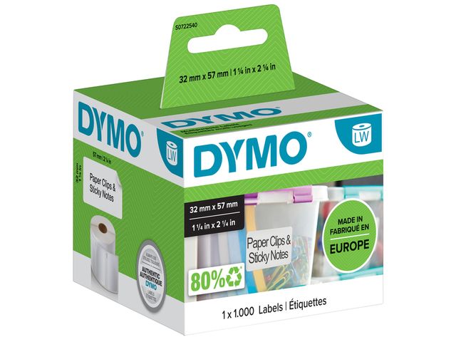 Dymo-S0722540 Etiket Dymo 11354 Labelprint 57x32mm Verwijderbaar (Nieuw)