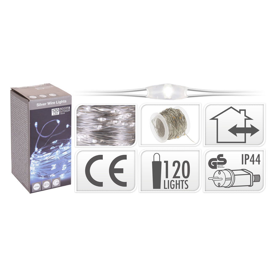 LED Kerstverlichting 120 Micro-LED Koud Wit Zilverdraad