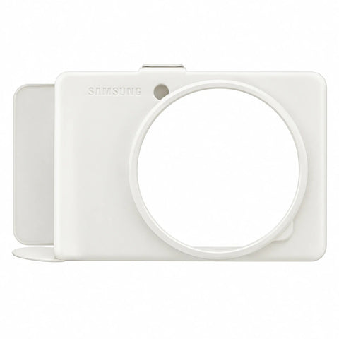 Samsung EFC-GC1FWEGSTD flip cover voor Galaxy Camera EK-GC100 en EK-GC110, wit, voorkant met ronde lensopening, tweedehands