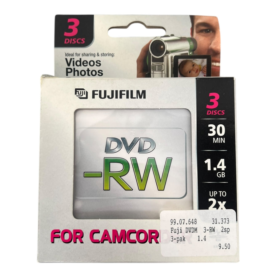 Fujifilm-3x Mini DVD‑RW 8 cm 2x (30 min) (Nieuw)