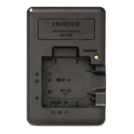 Fujifilm BC-45W acculader voor NP-45A en NP-50, zwart, bovenkant met laadvak, tweedehands