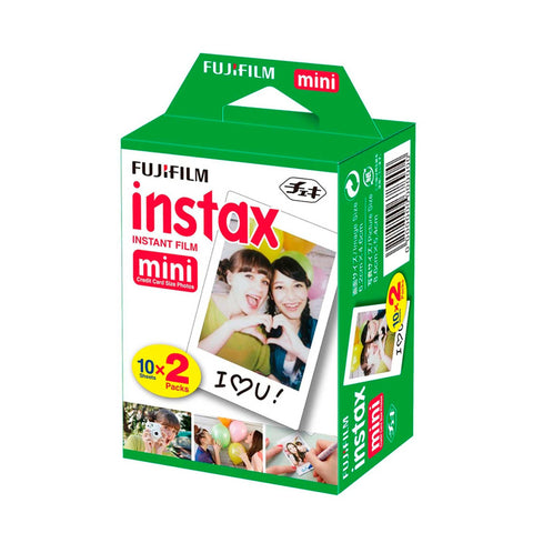 Fujifilm Instax Mini instant fotopapier met wit kader, 2 x 10 vellen, doos voorkant