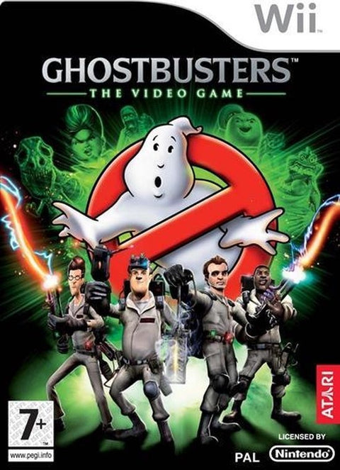 Nintendo Wii Ghostbusters The Video Game van Atari, doos voorkant met de vier Ghostbusters voor het spooklogo, tweedehands