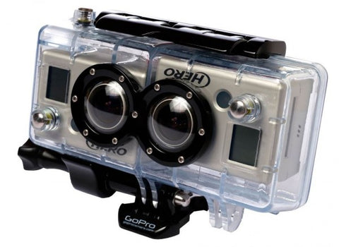 GoPro 3D Hero System, doorzichtige 3D-behuizing met twee HERO-camera's erin