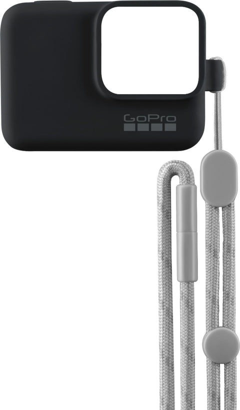 GoPro sleeve en lanyard voor HERO7, HERO6, HERO5 en HERO 2018, zwarte siliconen hoes met grijs koord