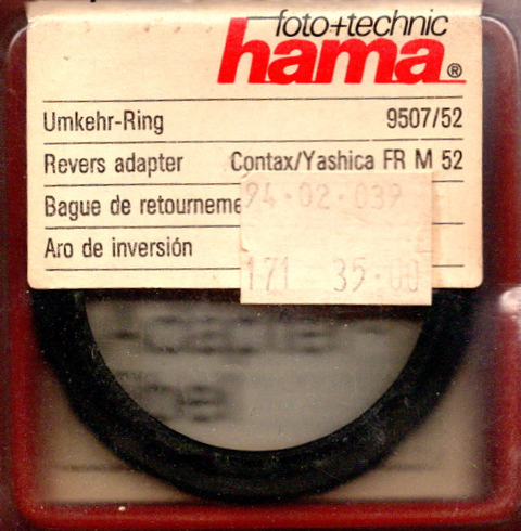 Hama-Revers Adapter / Omkeerring 52 mm voor Contax/Yashica (Nieuw)