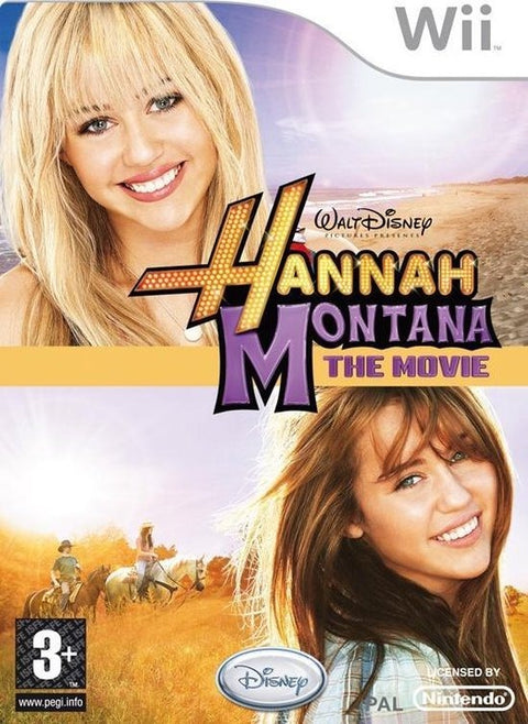 Nintendo Wii Hannah Montana The Movie van Disney, doos voorkant met twee portretfoto's en paarden, tweedehands