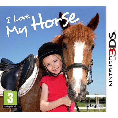 Nintendo 3DS I Love My Horse van Bigben, doos voorkant met een meisje en een bruin paard, tweedehands