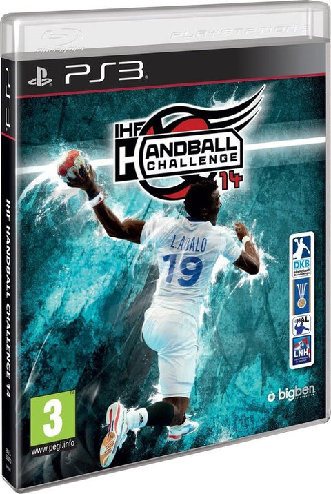 PlayStation 3 IHF Handball Challenge 14 van Bigben, doos voorkant met springende handballer nummer 19, tweedehands
