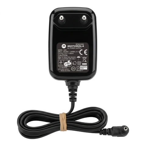 Motorola SPN5296A oplader, zwart, stekkerlader met typeplaatje, EU-stekker en ronde laadplug, tweedehands