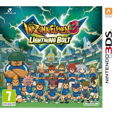 Nintendo 3DS Inazuma Eleven 3 Lightning Bolt, doos voorkant, tweedehands