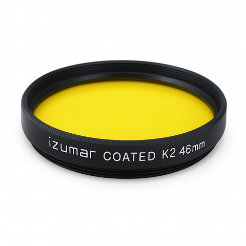 Izumar 46 mm K2 geel coated filter voor zwart-wit contrast, geel filterglas met opdruk Coated K2 46mm
