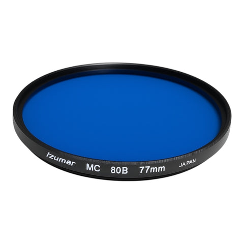 Izumar 77 mm 80B kleurconversiefilter van kunstlicht naar daglicht, blauw filterglas met opdruk MC 80B 77mm