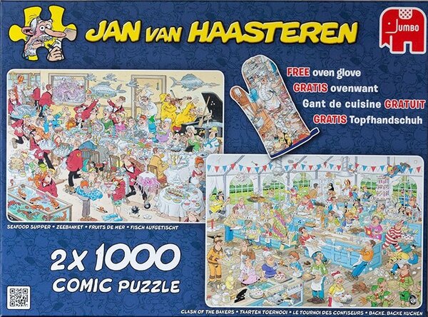 Jan van Haasteren-Zeebanket + Taarten Toernooi - 2x1000 Stukjes - Puzzel (Zonder Ovenwant) Tweedehands
