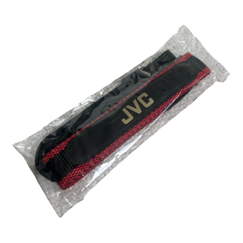 JVC vintage camera nekriem 2,5 cm, zwart met rode randen en gouden JVC-letters, nieuw in verpakking