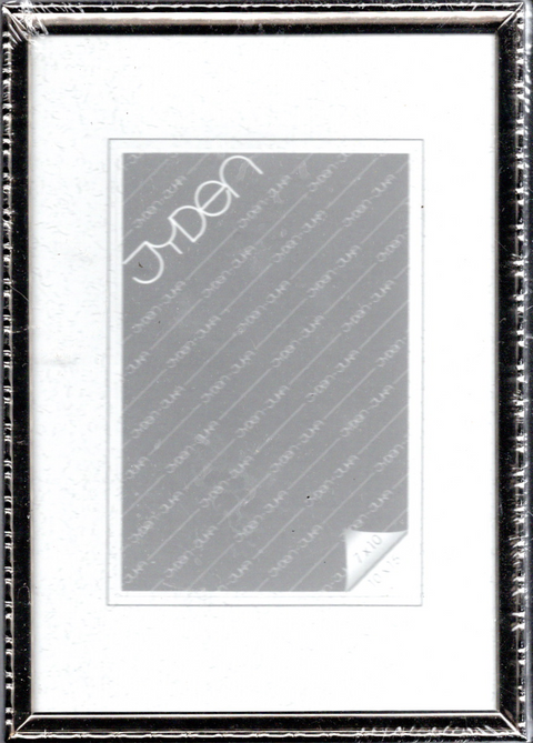Jyden fotolijst 10x15 cm, zilver, voorkant in folie met merkinleg en wit passe-partout